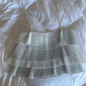 C/MEO Collective tier ruffle polka dot top in black and white